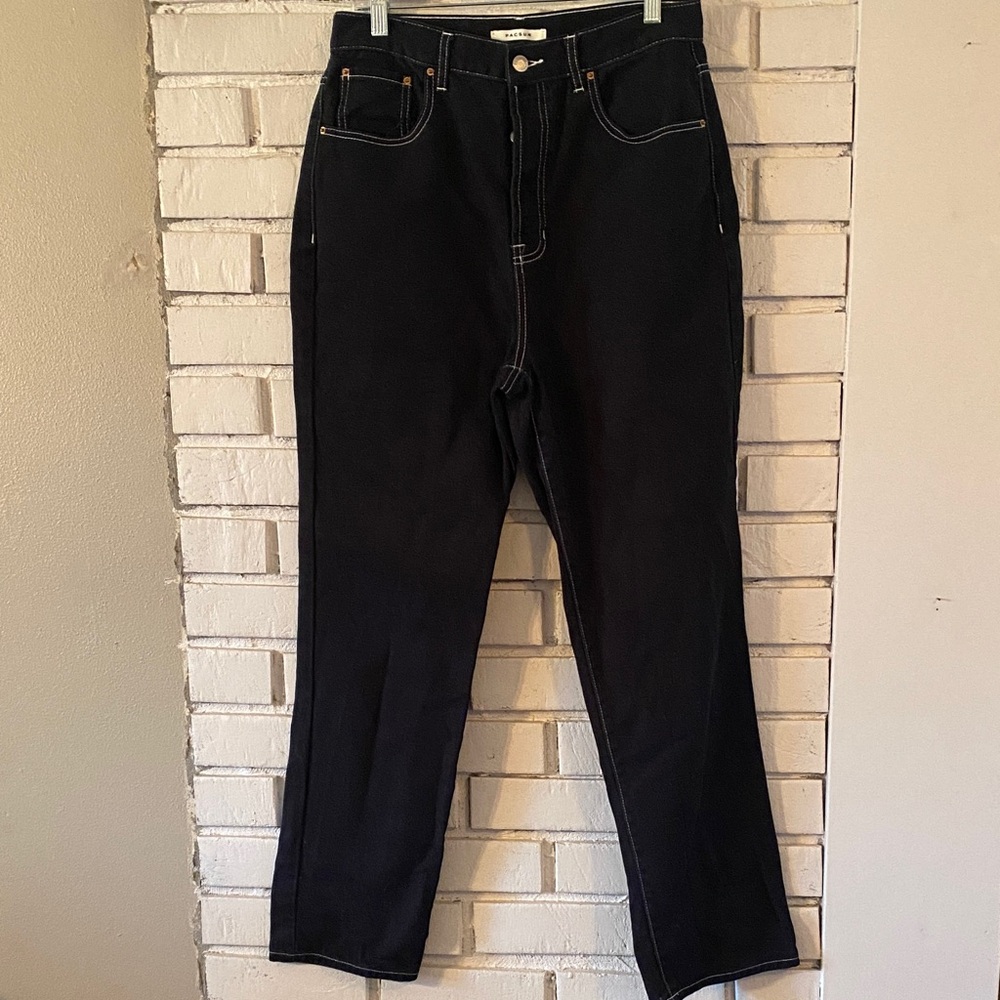 PACSUN Dad jeans -black with white stitching